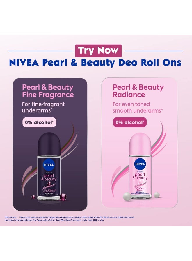 نيفيا بيرل آند بيوتي مزيل عرق رول أون 50 مل | بخلاصة اللؤلؤ وزيت الأفوكادو | لبشرة ناعمة وجميلة تحت الإبطين لمدة 48 ساعة | خالٍ من الكحول | للنساء (عبوة من 3 قطع) - Image 2